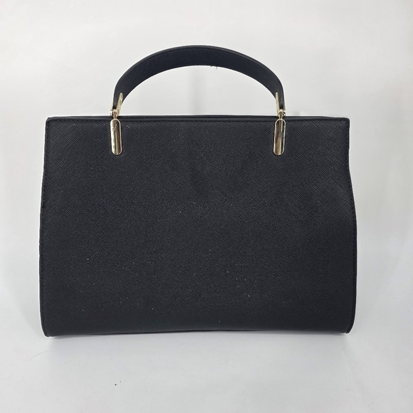 Jessica Moore Structured Black Saffiano-Style Handbag / Tote Bag